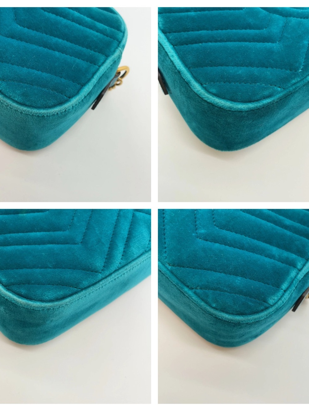 Gucci Teal Quilted Velvet GG Marmont Crossbody Bag - Picture 14 of 16